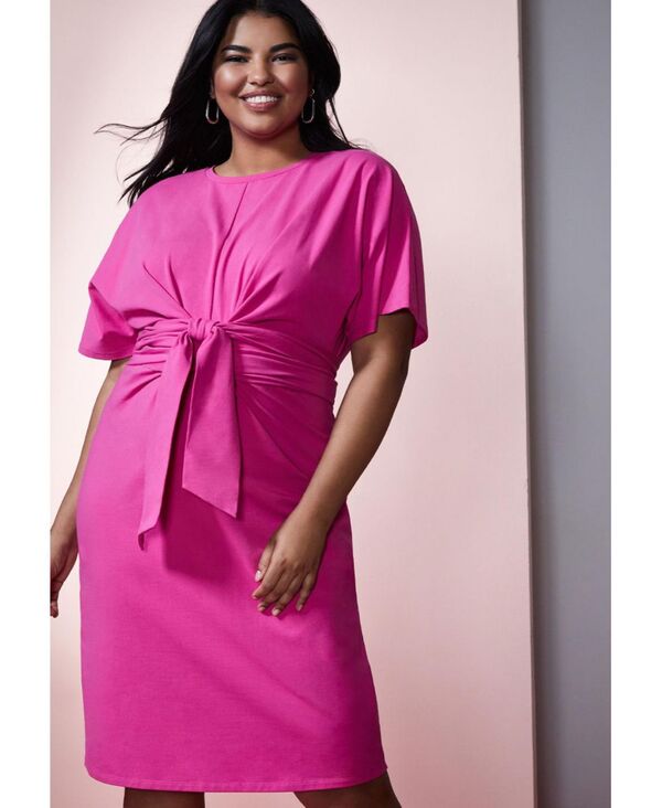 【送料無料】 エロクイ レディース ワンピース トップス Plus Size Cross Front Flutter Sleeve Dress Cobalt