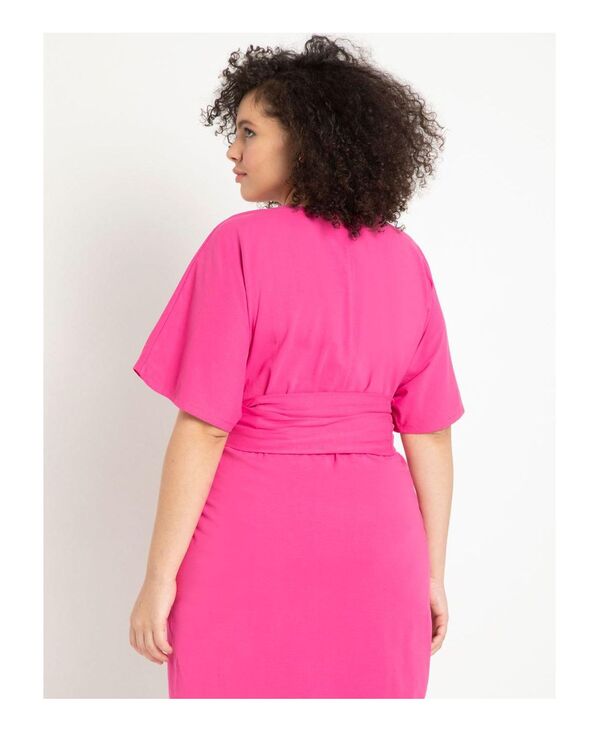 【送料無料】 エロクイ レディース ワンピース トップス Plus Size Cross Front Flutter Sleeve Dress Cobalt