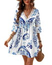 【送料無料】 カップシー レディース ワンピース トップス Women's Floral Paisley Print Lace Beach Dress Whit...
