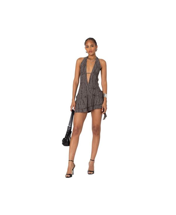 ̵ ǥƥå ǥ ԡ ȥåץ Women's Shredded Backless Halter Mini ...