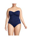 【送料無料】 ランズエンド レディース トップのみ 水着 Plus Size Chlorine Resistant Bandeau Tankini Swimsu...