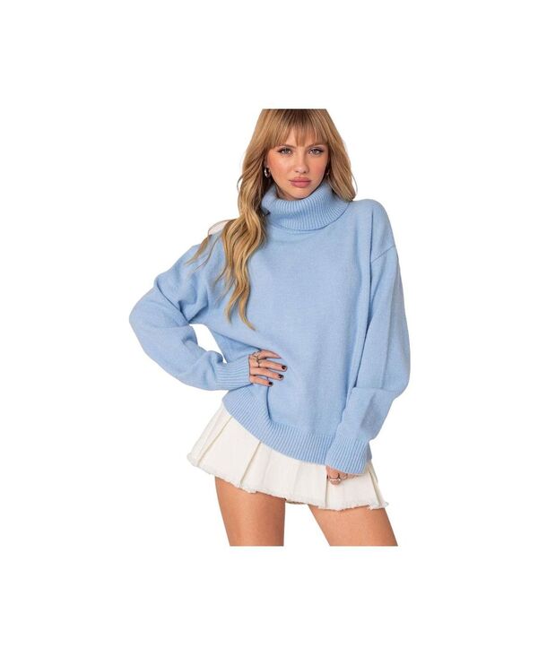 【送料無料】 アディクテッド レディース ニット・セーター アウター Women's Isabelle oversized turtle neck sweater Light-blue