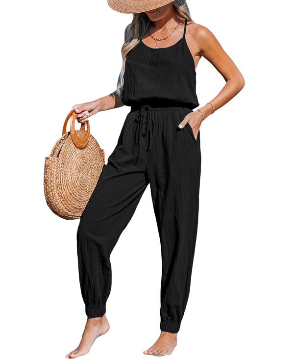 【送料無料】 カップシー レディース ジャンプスーツ トップス Women's Tapered Leg & Back Cut-Out Jumpsuit Black
