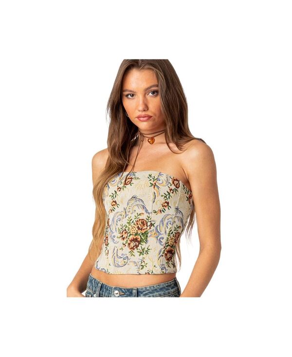 アディクテッド レディース トップス シャツ フラワー柄 レース フラワー Edikted Floral tapestry lac..