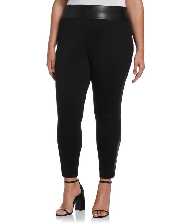 【送料無料】 ラファエラ レディース カジュアルパンツ ボトムス Plus Size Faux Leather Trimmed Pull-On Pant Black