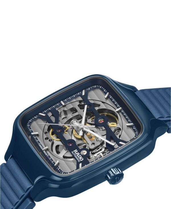 【送料無料】 ラド メンズ 腕時計 アクセサリー Unisex Swiss Automatic True Square Open Heart Navy Blue Rubber Strap Watch 38mm No Color