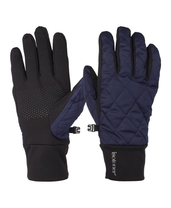 【送料無料】 アイソトナー メンズ 手袋 アクセサリー Men's Diamond Quilted Pongee and Spandex Water Repellent and Touchscreen Gloves Navy Blue