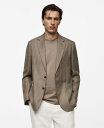 【送料無料】 マンゴ メンズ ジャケット・ブルゾン アウター Men's Linen Suit Blazer Khaki