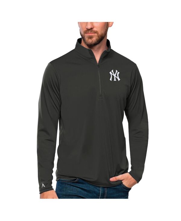 【送料無料】 アンティグア メンズ パーカー・スウェット アウター Men's Charcoal New York Yankees Tribute Quarter-Zip Pullover Top Charcoal