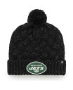 【送料無料】 47ブランド レディース 帽子 アクセサリー Women's '47 Black New York Jets Fiona Logo Cuffed Knit Hat with Pom Black