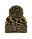 【送料無料】 47ブランド レディース 帽子 アクセサリー Women's Boston Red Sox Leopard Rosette Cuffed Knit Hat with Pom Brown