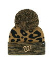 【送料無料】 47ブランド レディース 帽子 アクセサリー Women's Washington Nationals Leopard Rosette Cuffed Knit Hat with Pom Brown