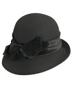 【送料無料】 ドーフマン パシフィック レディース 帽子 アクセサリー Scala Women's Adjustable Wool Felt Cloche with Velvet Bow Black