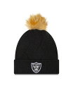 【送料無料】 ニューエラ レディース 帽子 アクセサリー Women's Black Las Vegas Raiders Snowy Cuffed Knit Hat with Pom Black