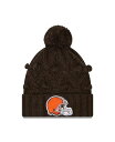【送料無料】 ニューエラ レディース 帽子 アクセサリー Women's Brown Cleveland Browns Toasty Cuffed Knit Hat with Pom Brown(4)