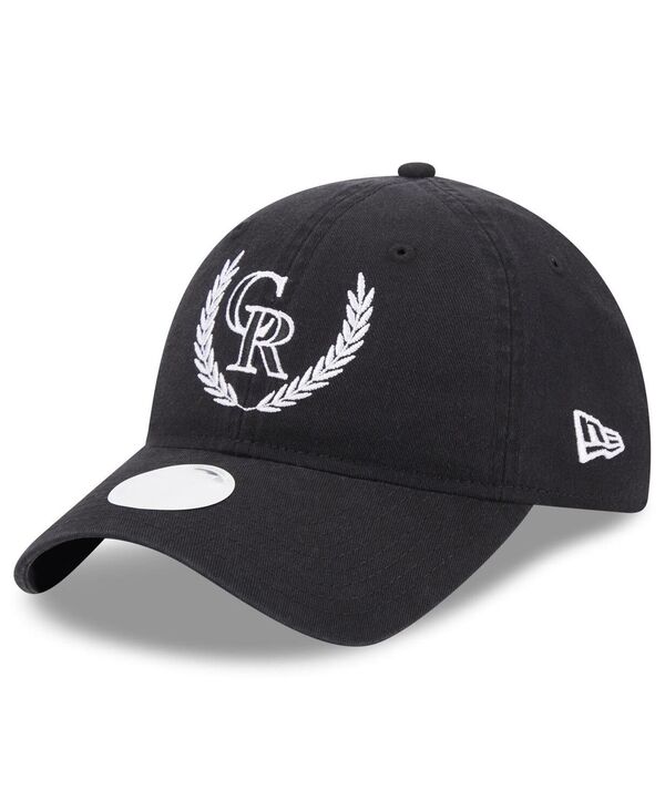 ̵ ˥塼 ǥ ˹ ꡼ Women's Black Colorado Rockies Leaves 9TWENTY Adjustable Hat Black