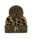 【送料無料】 47ブランド レディース 帽子 アクセサリー Women's Pittsburgh Pirates Leopard Rosette Cuffed Knit Hat with Pom Brown