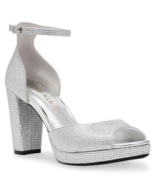 【送料無料】 アンクライン レディース サンダル シューズ Women's Vista Embellished Platform Dress Sandals Silver
