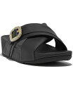 【送料無料】 フィットフロップ レディース サンダル シューズ Women's Lulu Crystal Buckle Leather Cross Slides Flats Black