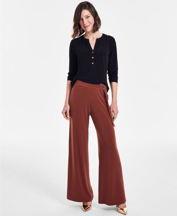 【送料無料】 アイ.エヌ.シー インターナショナル コンセプト レディース カジュアルパンツ ボトムス Pull-On Flare-Leg Pants Petite & Regular Sizes French Cafe