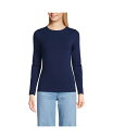 【送料無料】 ランズエンド レディース Tシャツ トップス Petite Lightweight Jersey Skimming Long Sleeve Crew Neck T-shirt Deep sea navy(4)