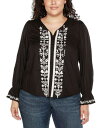 【送料無料】 ベルディーニ レディース シャツ トップス Black Label Plus Size Tie-Neck Embroidered-Front Blouse Black(4)
