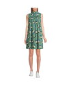 【送料無料】 ランズエンド レディース ワンピース トップス Women's Cotton Voile Mock Neck Shift Dress Evergr...