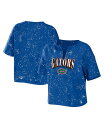 【送料無料】 ウェア バイ エリン アンドルーズ レディース Tシャツ トップス Women's Royal Florida Gators Bleach Wash Splatter Cropped Notch Neck T-shirt Royal