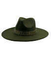 【送料無料】 マーカスアドレール レディース 帽子 アクセサリー Studded Band Wool Blend Panama Hat Olive