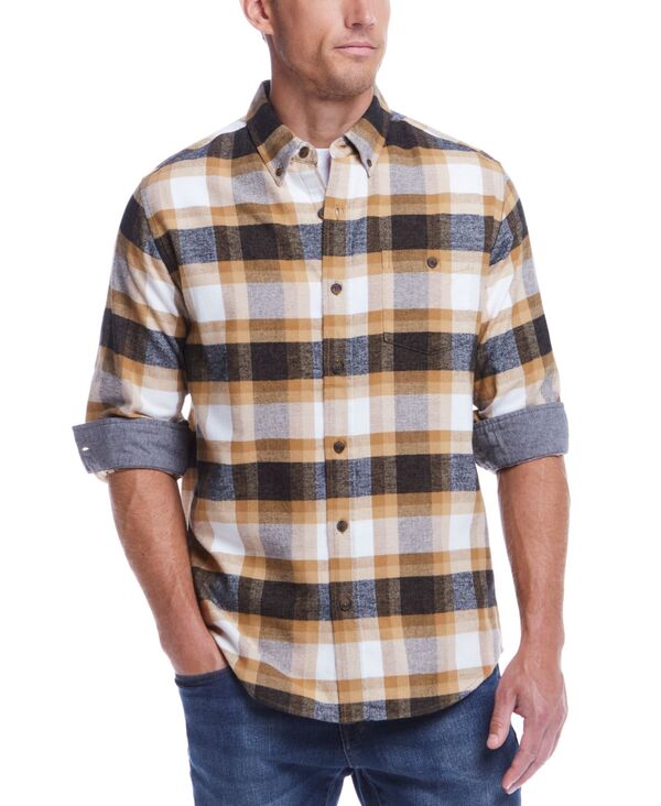 ̵ ץ롼   ȥåץ Men's Regular-Fit Plaid Button-Down Flannel Shirt A...