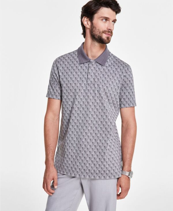 ̵ ե  ݥ ȥåץ Men's Geometric Pattern Polo Shirt Grey Fo...