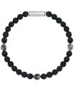 【送料無料】 ブロバ メンズ ブレスレット・バングル・アンクレット アクセサリー Men's Onyx & Lion Beaded Bracelet in Sterling Silver-Plate No Color