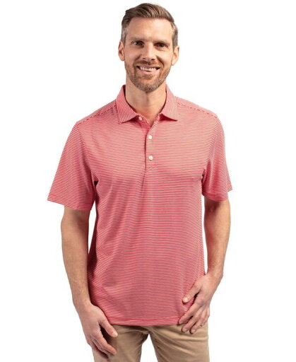 【送料無料】 カッターアンドバック メンズ ポロシャツ トップス Men's Forge Eco Double Stripe Stretch Recycled Polo Shirt Red/white 【送料無料】 カッターアンドバック メンズ ポロシャツ トップス Men's Forge Eco Double Stripe Stretch Recycled Polo Shirt Red/white
