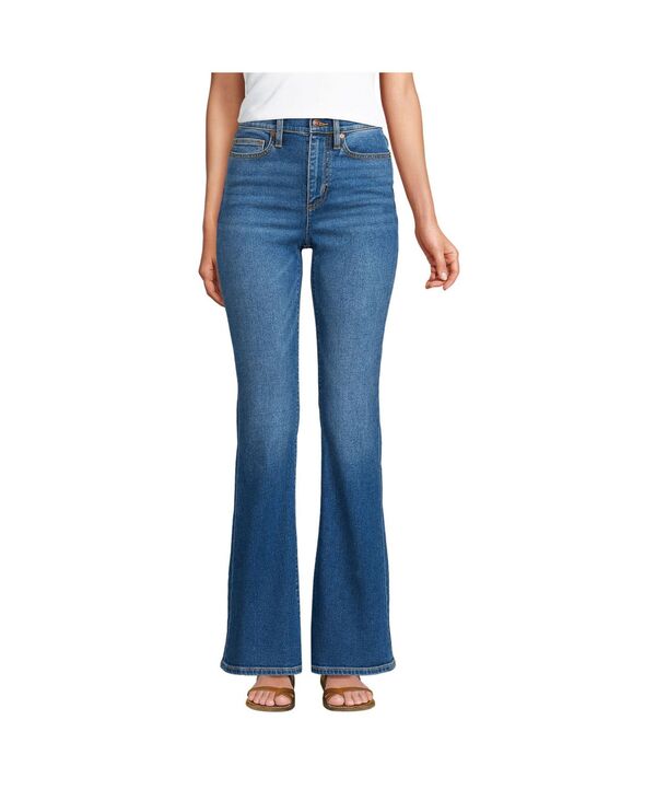 【送料無料】 ランズエンド レディース カジュアルパンツ ボトムス Petite Recover Denim High Rise Skinny Flare Jeans Indigo tide blue
