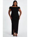 【送料無料】 クイズ レディース ワンピース トップス Plus Size Scuba Crepe Ruffle Bardot Maxi Dress Black(4)