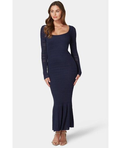 【送料無料】 ベベ レディース ワンピース トップス Women's Longsleeve Crochet Midi Sun Dress Navy 【送料無料】 ベベ レディース ワンピース トップス Women's Longsleeve Crochet Midi Sun Dress Navy