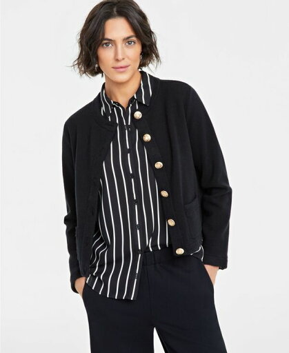 【送料無料】 On 34th レディース ニット・セーター アウター Women's Milano Crewneck Cardigan Deep Black 【送料無料】 On 34th レディース ニット・セーター アウター Women's Milano Crewneck Cardigan Deep Black