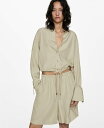 【送料無料】 マンゴ レディース シャツ トップス Women's Bow Detail Lyocell Shirt Green(4)
