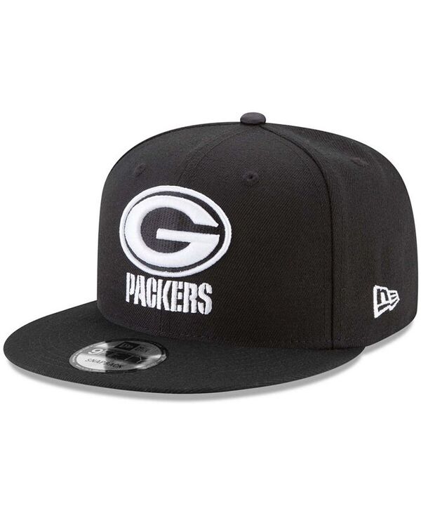 ニューエラ メンズ アクセサリー 帽子 New Era Men's Black Green Bay Packers B-Dub 9Fifty Adjustabl...