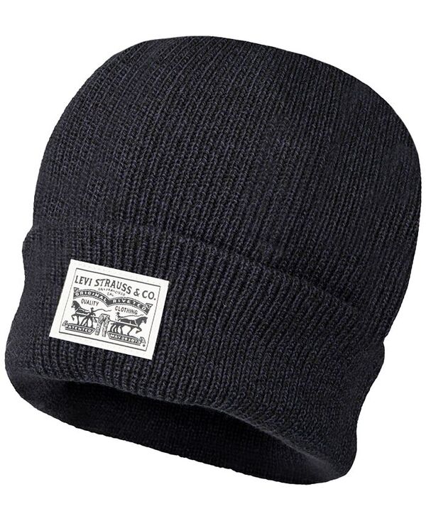リーバイス メンズ アクセサリー 帽子 リブ ロゴ Levi's Men's Ribbed Logo Beanie Marl Navy マール
