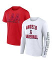 【送料無料】 ファナティクス メンズ Tシャツ トップス Men's Red White Los Angeles Angels Two-Pack Combo T-shirt Set Red White(4)