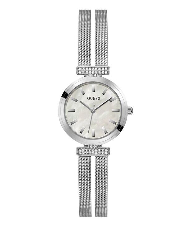 【送料無料】 ゲス レディース 腕時計 アクセサリー Women's Analog Silver Tone Stainless Steel and Mesh Watch 28mm Silver Tone