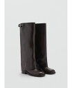 【送料無料】 マンゴ レディース ブーツ・レインブーツ シューズ Women's Buckles Leather Boots Chocolate