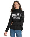 【送料無料】 ダナキャランニューヨーク レディース ニット・セーター アウター Petite Intarsia Logo Sweater Blk/ivory(4)