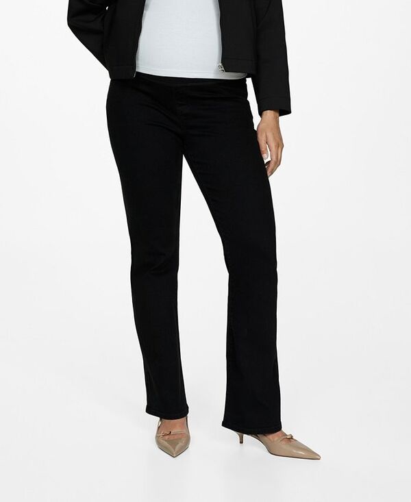 【送料無料】 マンゴ レディース デニムパンツ ジーンズ ボトムス Women's Maternity Flared Jeans Black denim