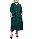 【送料無料】 ニューヨークコレクション レディース ワンピース トップス Plus Size Roll Tab Sleeve Belted Dress Emer...