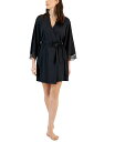 【送料無料】 アイ.エヌ.シー インターナショナル コンセプト レディース ナイトウェア アンダーウェア Women's Lace-Trim Stretch Satin Robe Deep Black(4)