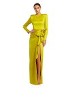【送料無料】 マックダガル レディース ワンピース トップス Women's Long Sleeve Structured Bow Draped Gown Chartreuse