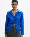 【送料無料】 マンゴ レディース シャツ トップス Women's Satin Lyocell Shirt Blue