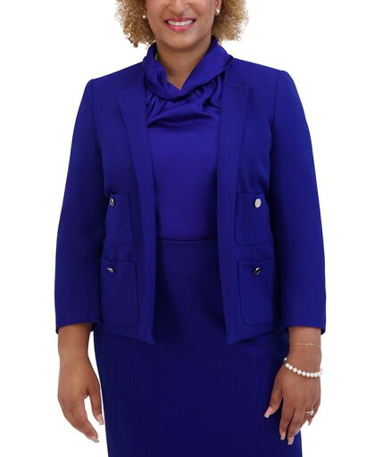 【送料無料】 カスパール レディース ジャケット・ブルゾン ブレザー アウター Women's Open-Front Round-Neck Blazer Royal Sign 【送料無料】 カスパール レディース ジャケット・ブルゾン ブレザー アウター Women's Open-Front Round-Neck Blazer Royal Sign